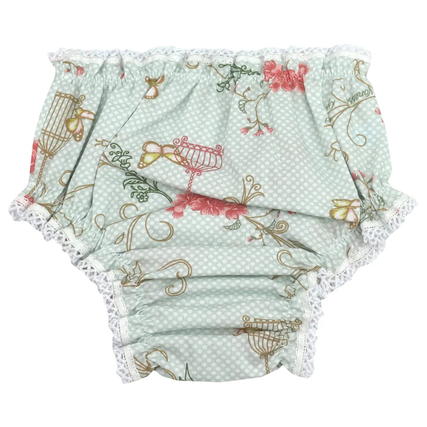 Calcinha Floral Poá Verde Água