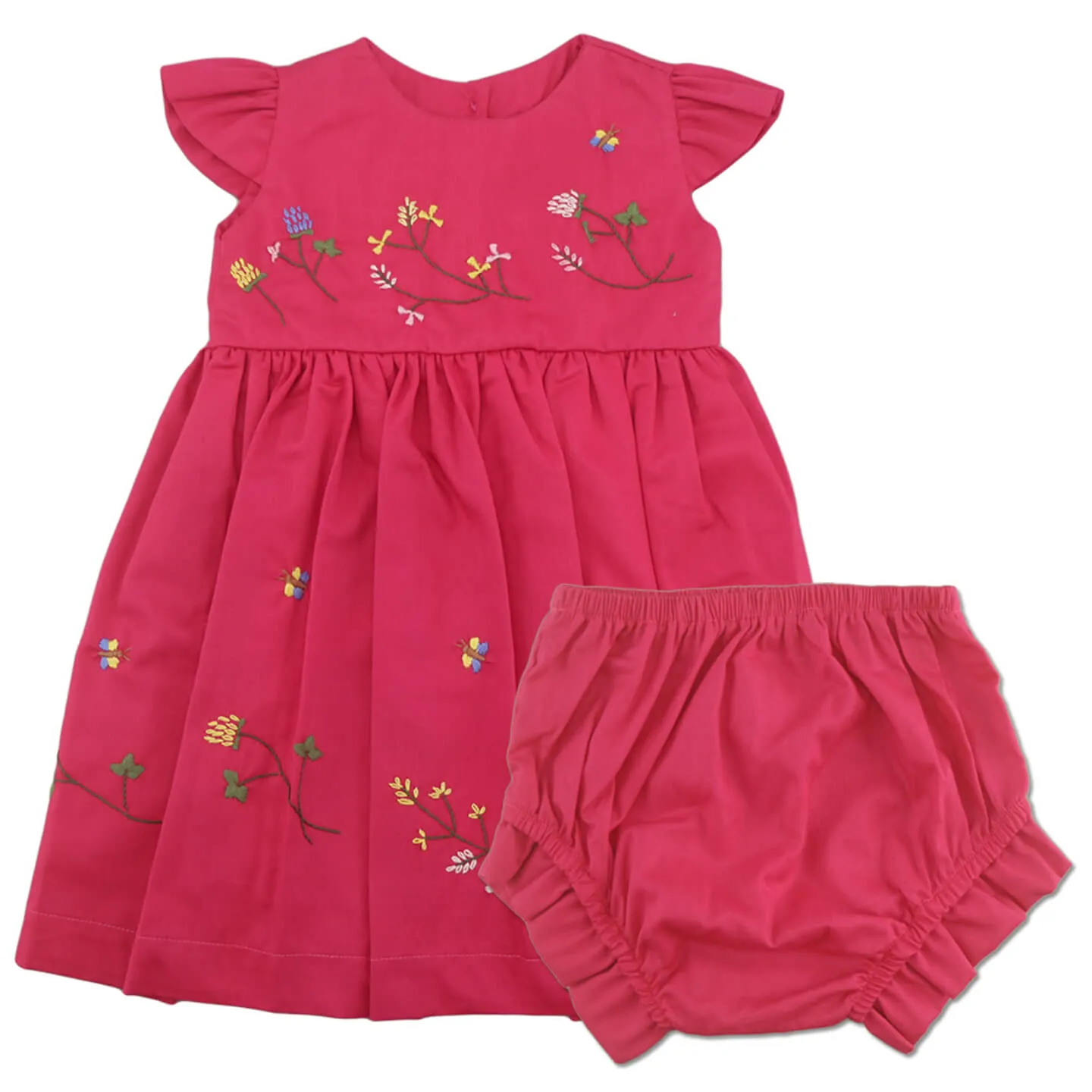 Vestido Florescer Jardim Rosa Pink + Calcinha